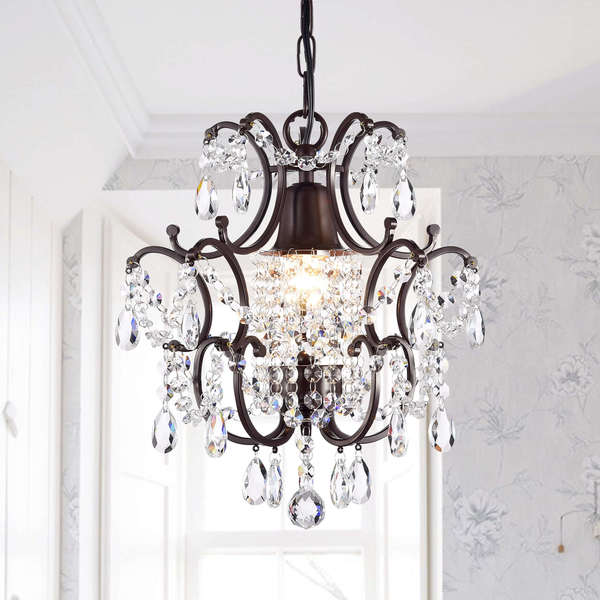 Silver Orchid Taylor Clear Crystal Brown Base Chandelier