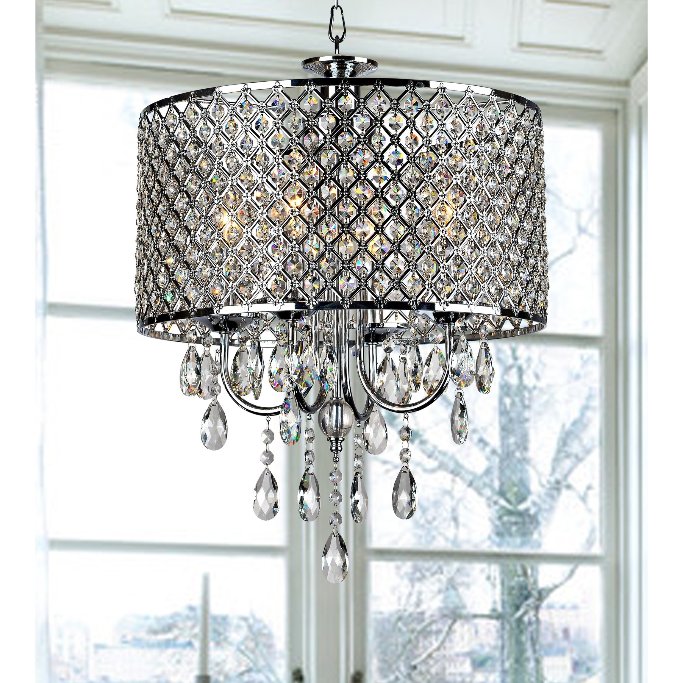 Silver Orchid Berger Chrome Finish 4-light Round Chandelier (4-light Round Chandelier) - Chandeliers For Bedrooms by Overstock.com
