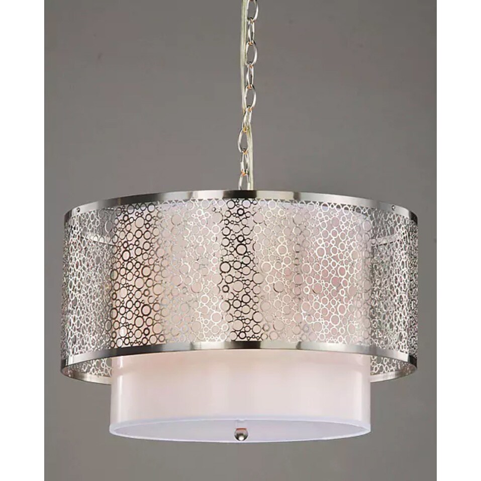 Silver Orchid Taylor 3-light Contemporary White Shade Satin Nickel Chandelier - Chandeliers For Bedrooms by Overstock.com