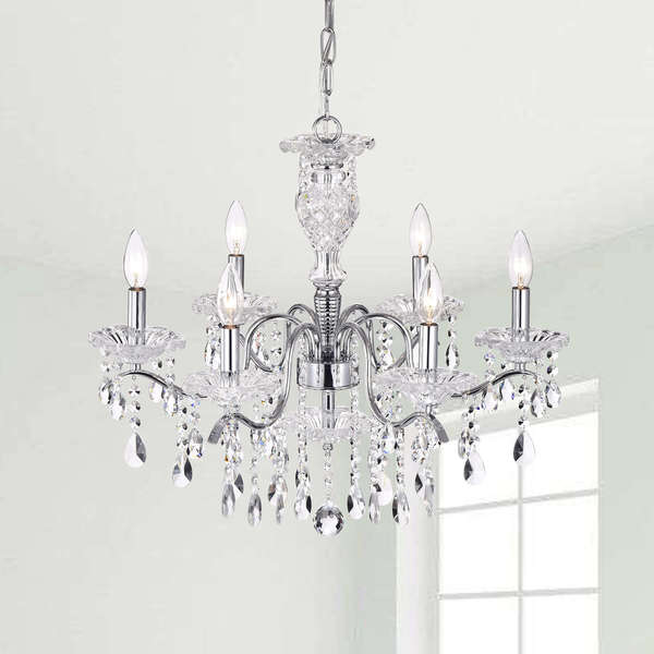 Silver Orchid Taylor Indoor 6-light Chrome/ Crystal Candle Light Chandelier