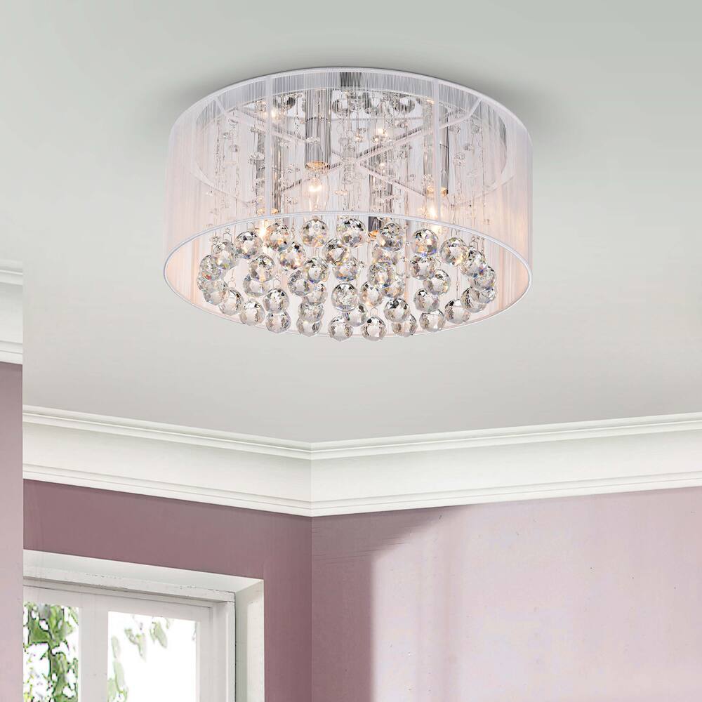 Silver Orchid Taylor 4-light Chrome and White Crystal Chandelier