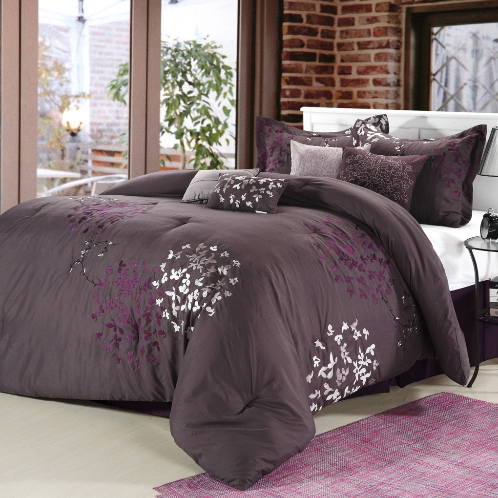 purple and silver duvet set