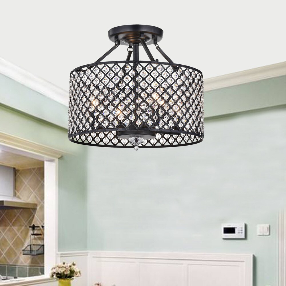 Monet 4 lights Black finished 17 inch Crystal Round Chandelier Monet 4 lights Black finished 17 inch Crystal Round Chandelier