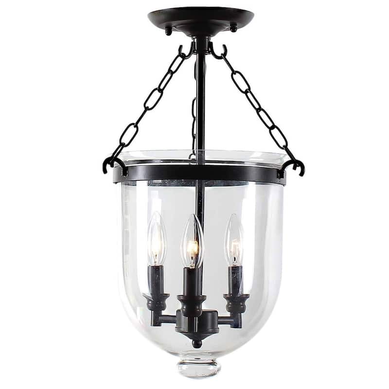 Copper Grove Antique Copper Glass Lantern Flush Mount Chandelier