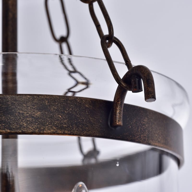 Copper Grove Antique Copper Glass Lantern Flush Mount Chandelier