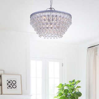 Silver Orchid Crystal 6-light Chandelier with Clear Teardrop Beads. Opens flyout.