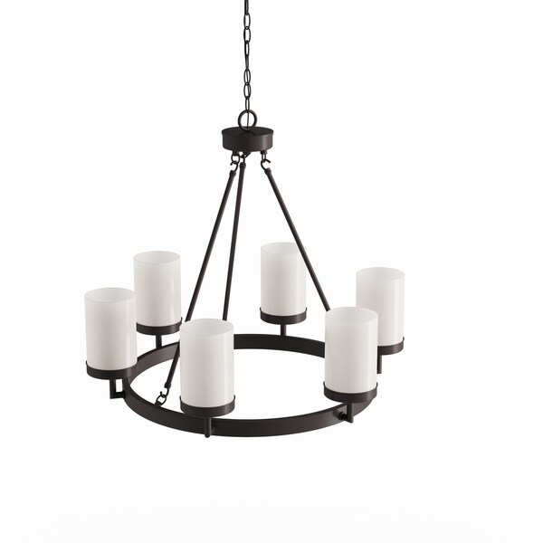 The Gray Barn Otis 6-light Black Linear Glass Globe Chandelier