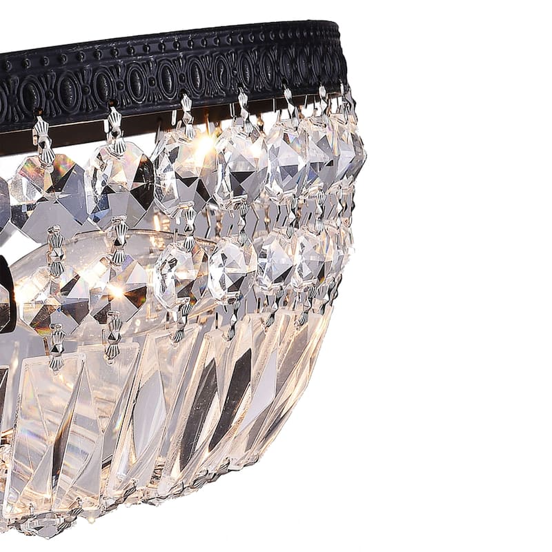 Silver Orchid Taylor 3-light Crystal Basket Flush Mount Chandelier