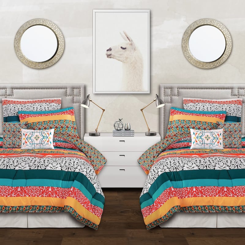 The Curated Nomad La Boheme Boho Stripe 7-piece Comforter Set