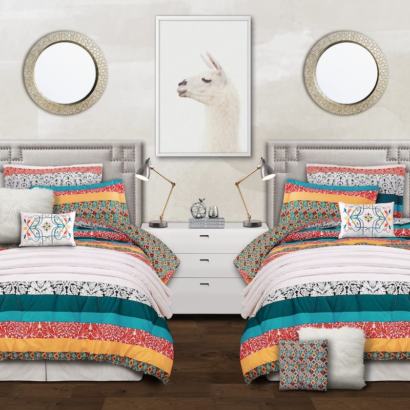 The Curated Nomad La Boheme Boho Stripe 7-piece Comforter Set