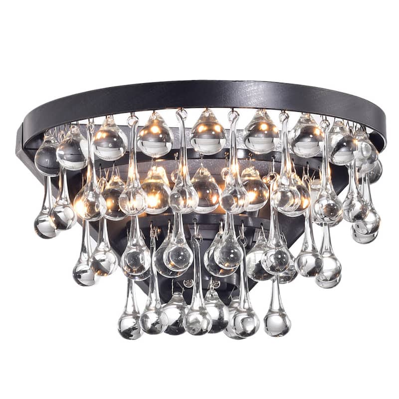 Silver Orchid Taylor 2-light Antique Black Crystal Wall Sconce
