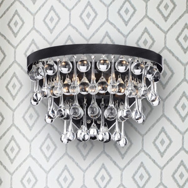 silver crystal wall sconce