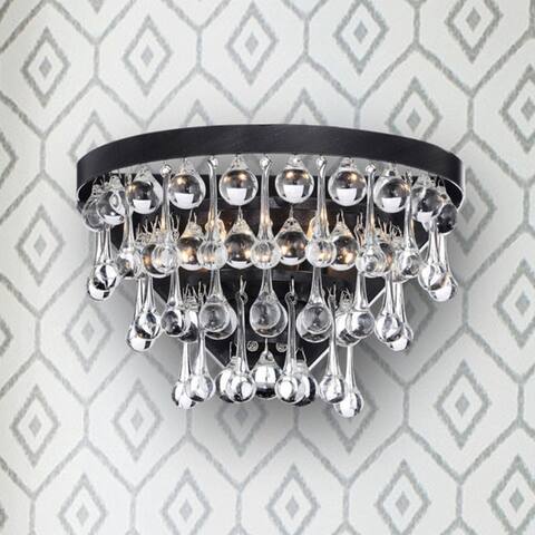 Silver Orchid Taylor 2-light Antique Black Crystal Wall Sconce
