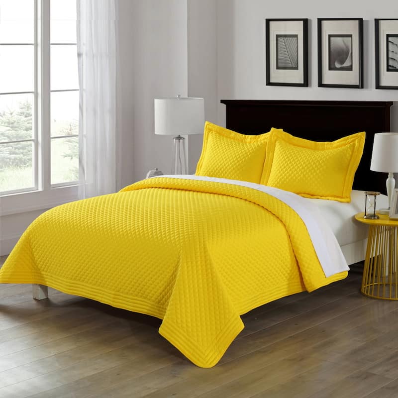 Porch & Den Clarita Microfiber Water/ Stain Resistant Quilt or Shams - Yellow - King Sham