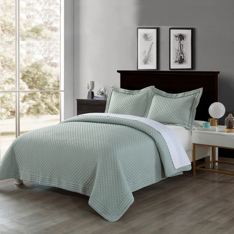 Porch & Den Clarita Microfiber Water/ Stain Resistant Quilt or Shams - Sage - Twin