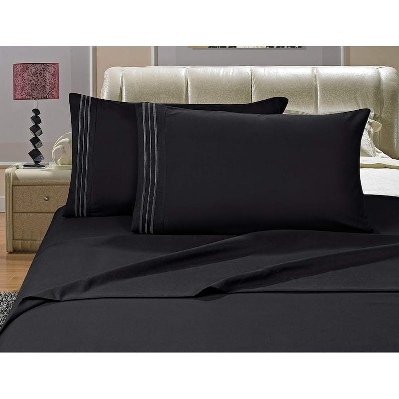 Porch & Den Briggs Deep Pocket Bed Sheet Set - Twin - Black