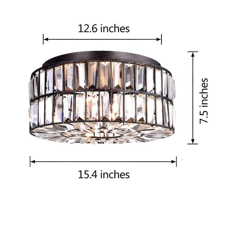Silver Orchid Taylor Crystal Glass Prism Flush Mount Chandelier