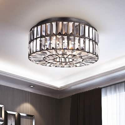 Silver Orchid Taylor Crystal Glass Prism Flush Mount Chandelier - 15.4 inches in diameter x 7.5 inches high