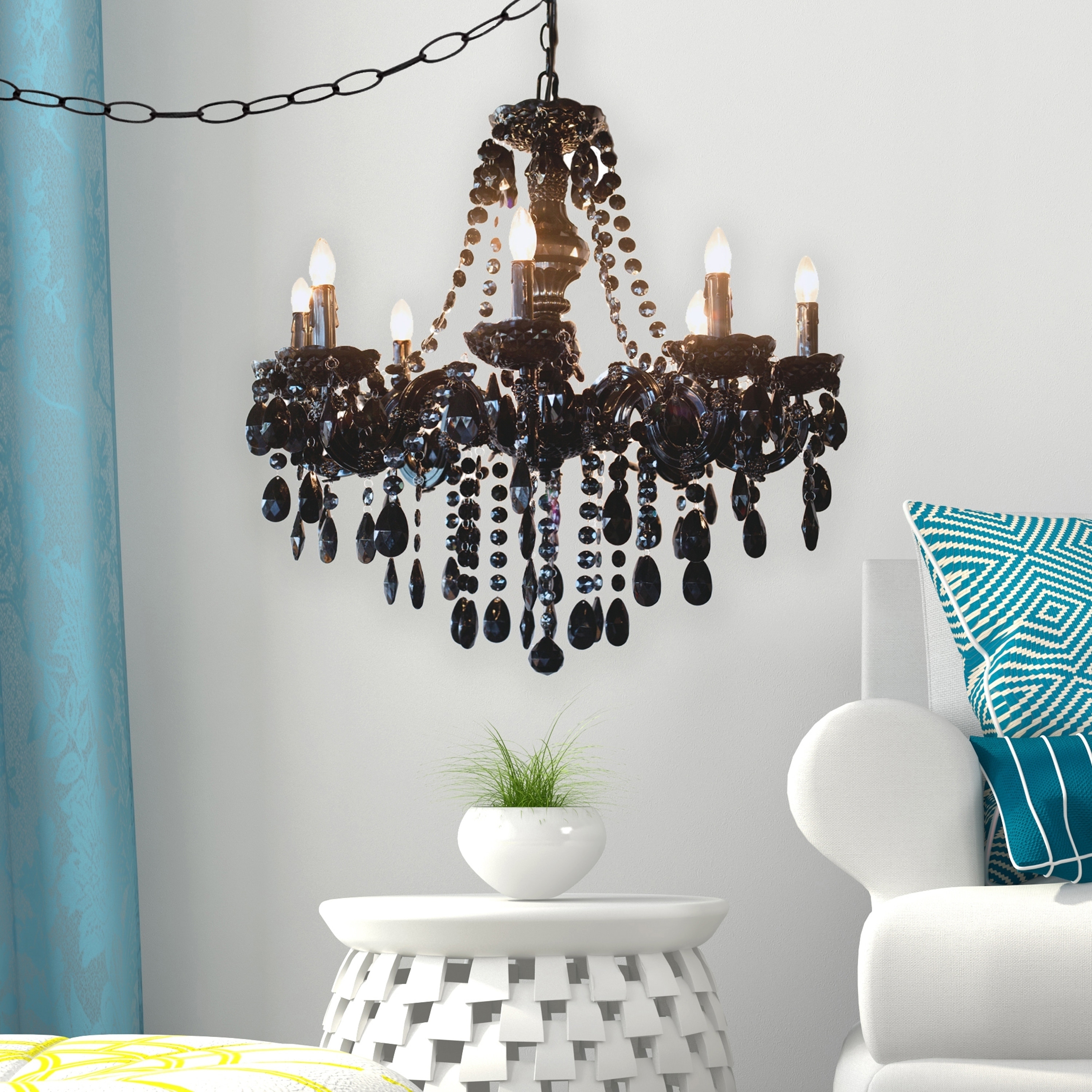 Silver Orchid Loren Glam Black 24.5-inch Jeweled Chandelier (Incandescent - Black) - Chandeliers For Bedrooms by Overstock.com