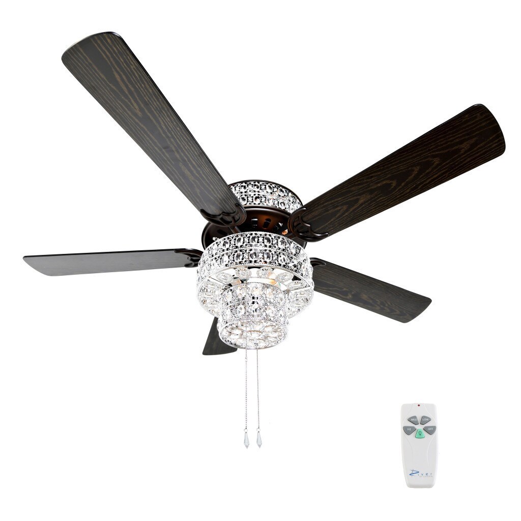 Silver Orchid March Silver Punched Metal And Clear Crystal Ceiling Fan 52 L X 52 W X 21 H