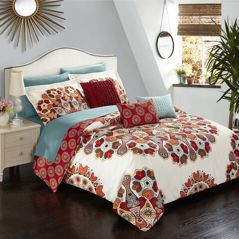Chic Home Salisbury Red 10 Piece Bed in a Bag Comforter Set