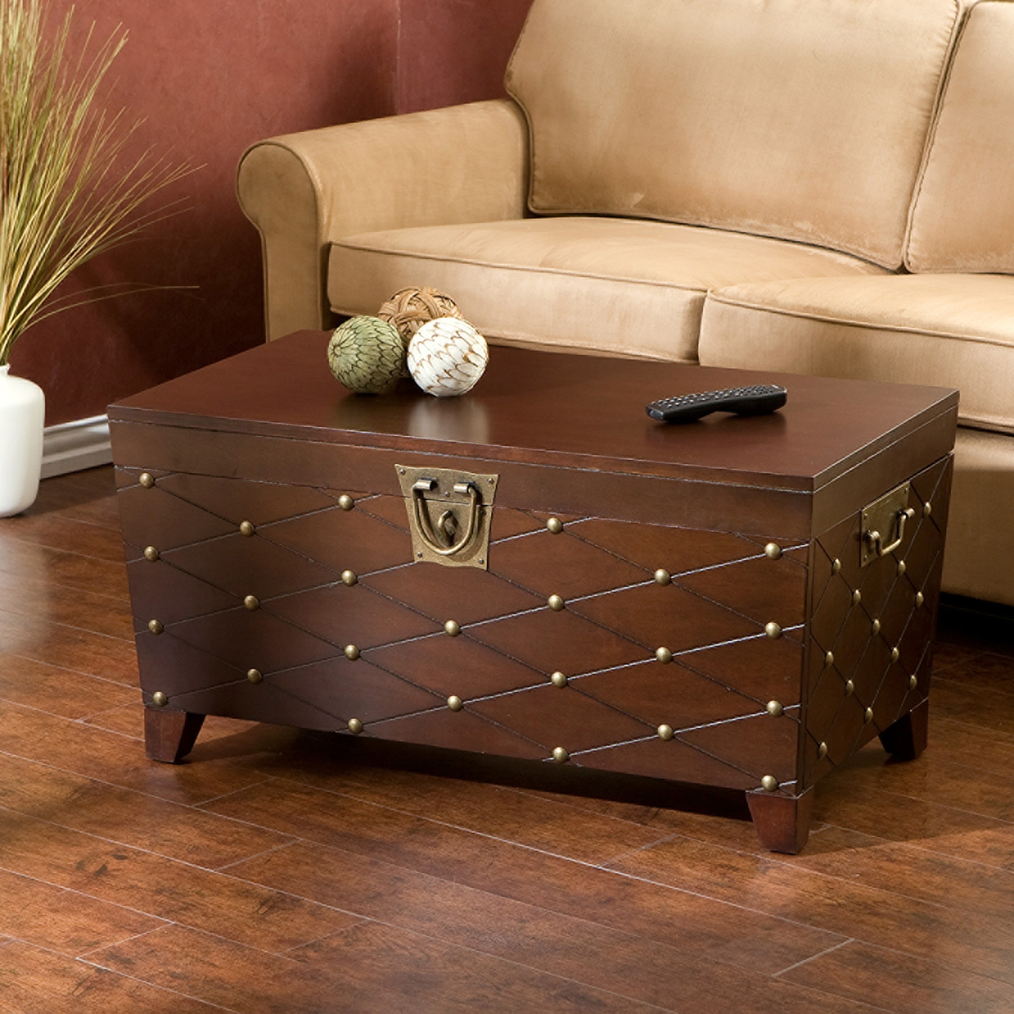 Southern Enterprises Nailhead Coffee Table Trunk - Espresso 