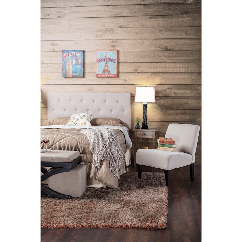 Furniture of America Zele Modern Ivory Linen Adjustable Headboard