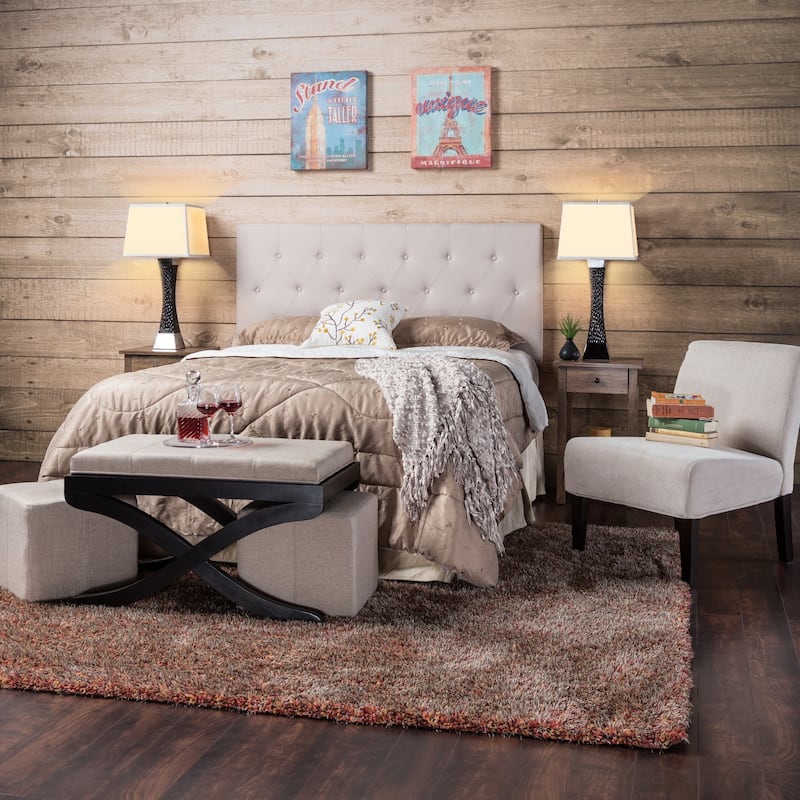 Furniture of America Zele Modern Ivory Linen Adjustable Headboard
