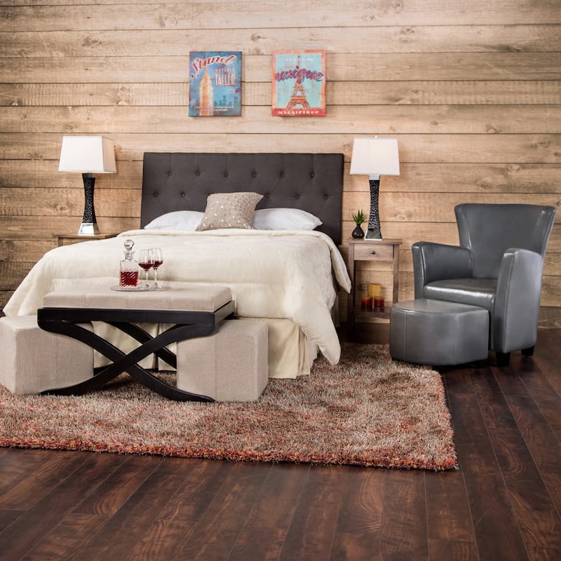 Furniture of America Zele Modern Ivory Linen Adjustable Headboard - Grey