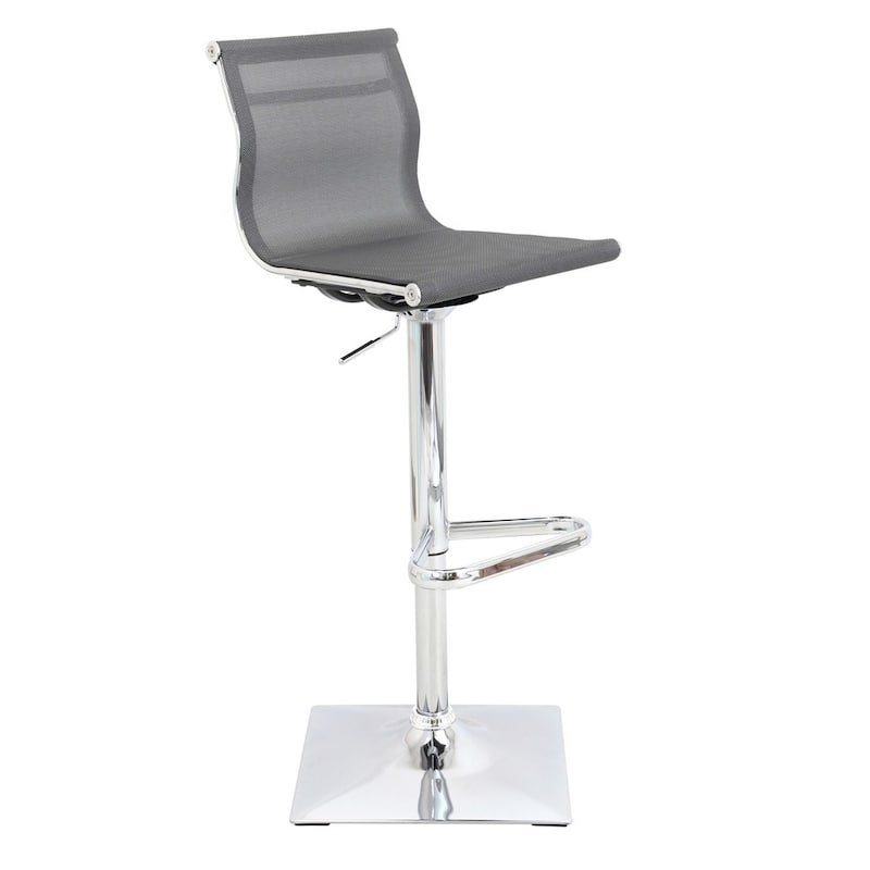 Porch & Den Bixby Adjustable Mesh Bar Stool - N/A - Silver