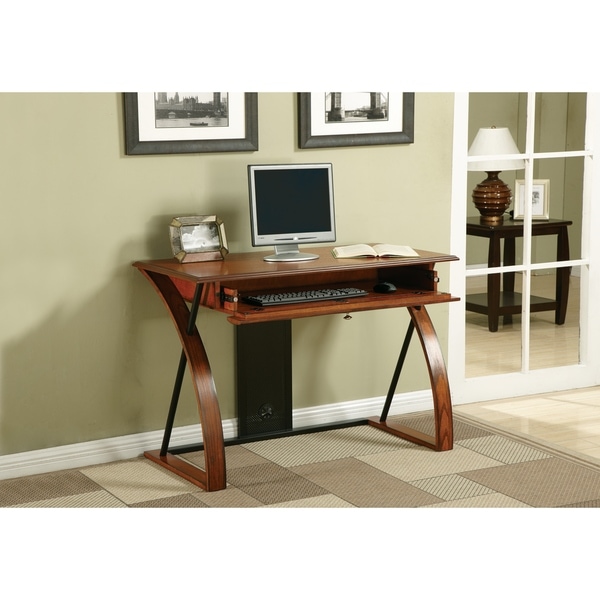 mid century modern desk with keyboard tray