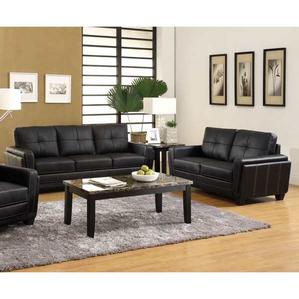 Porch Den Newcastle 2 Piece Tufted Black Leatherette Sofa And Porch Den Newcastle 2 Piece Tufted Black Leatherette Sofa And Loveseat Set
