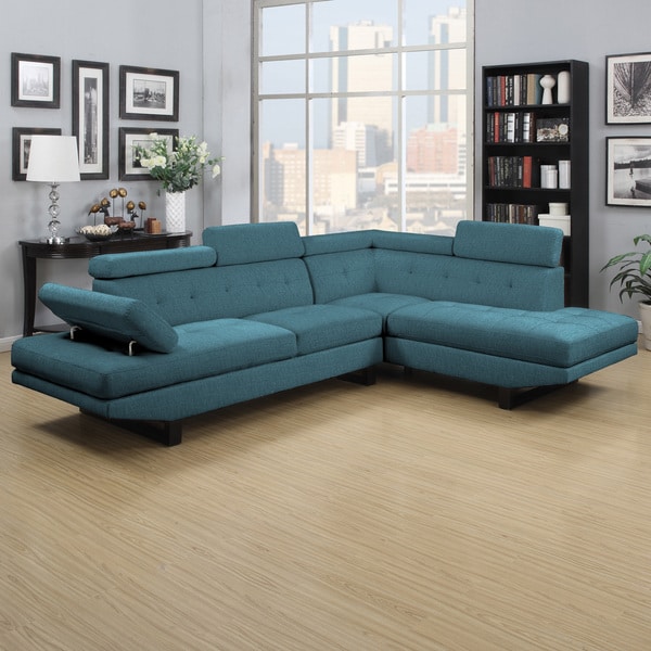 Clay Alder Home Pope Street Caribbean Blue Linen 2-piece Sectional