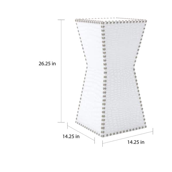 Copper Grove Hightower White Faux Leather Accent Table Bed Bath