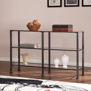 SEI Furniture Esther 3-tier Black Metal and Glass Console Table