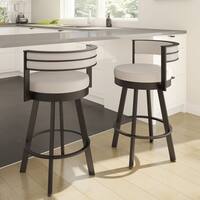 Strick & Bolton Klykov Upholstered Back 30-inch Swivel Metal Barstool