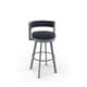 preview thumbnail 92 of 102, Amisco Browser Swivel Bar Stool Navy Blue Faux Leather / Glossy Grey Metal