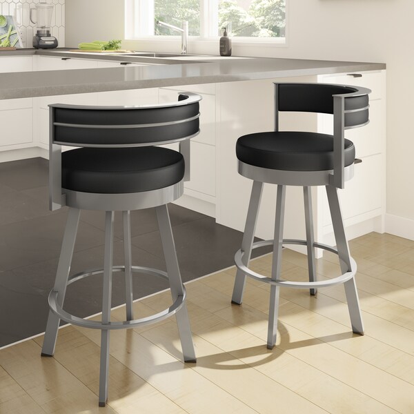 Shop Strick & Bolton Klykov Upholstered Back 30-inch Swivel Metal Barstool - Free Shipping Today 