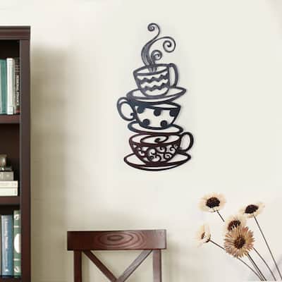 Porch & Den Intercity Iron Coffee Tea Cups Wall Ornament