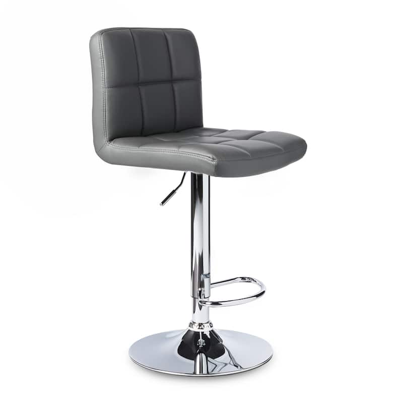 Porch & Den Galena Upholstered Chrome Adjustable Bar Stools (Set of 2)