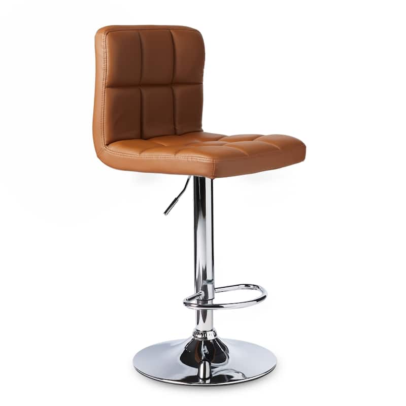 Porch & Den Galena Upholstered Chrome Adjustable Bar Stools (Set of 2)