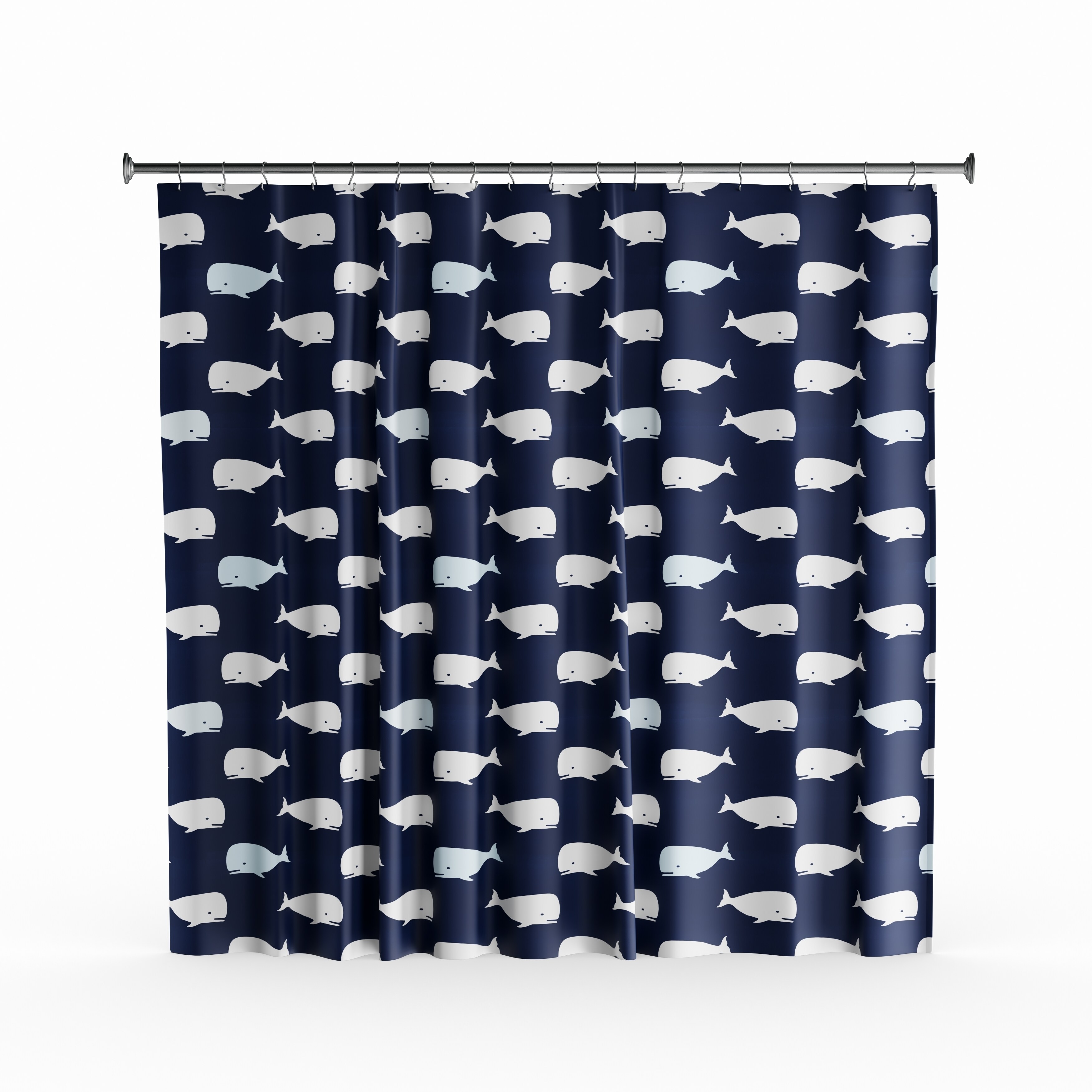 Shop Taylor Olive Lums Navy Whale Shower Curtain On Sale