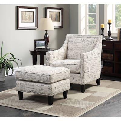 Copper Grove Chopwell Armchair & Ottoman in French Script