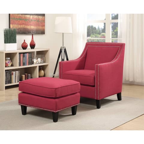 Copper Grove Harrison Chair & Ottoman In Berry