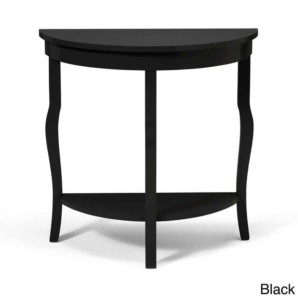 Black Kate and Laurel Lillian Wood Half Moon Console Table Curved Legs with Shelf