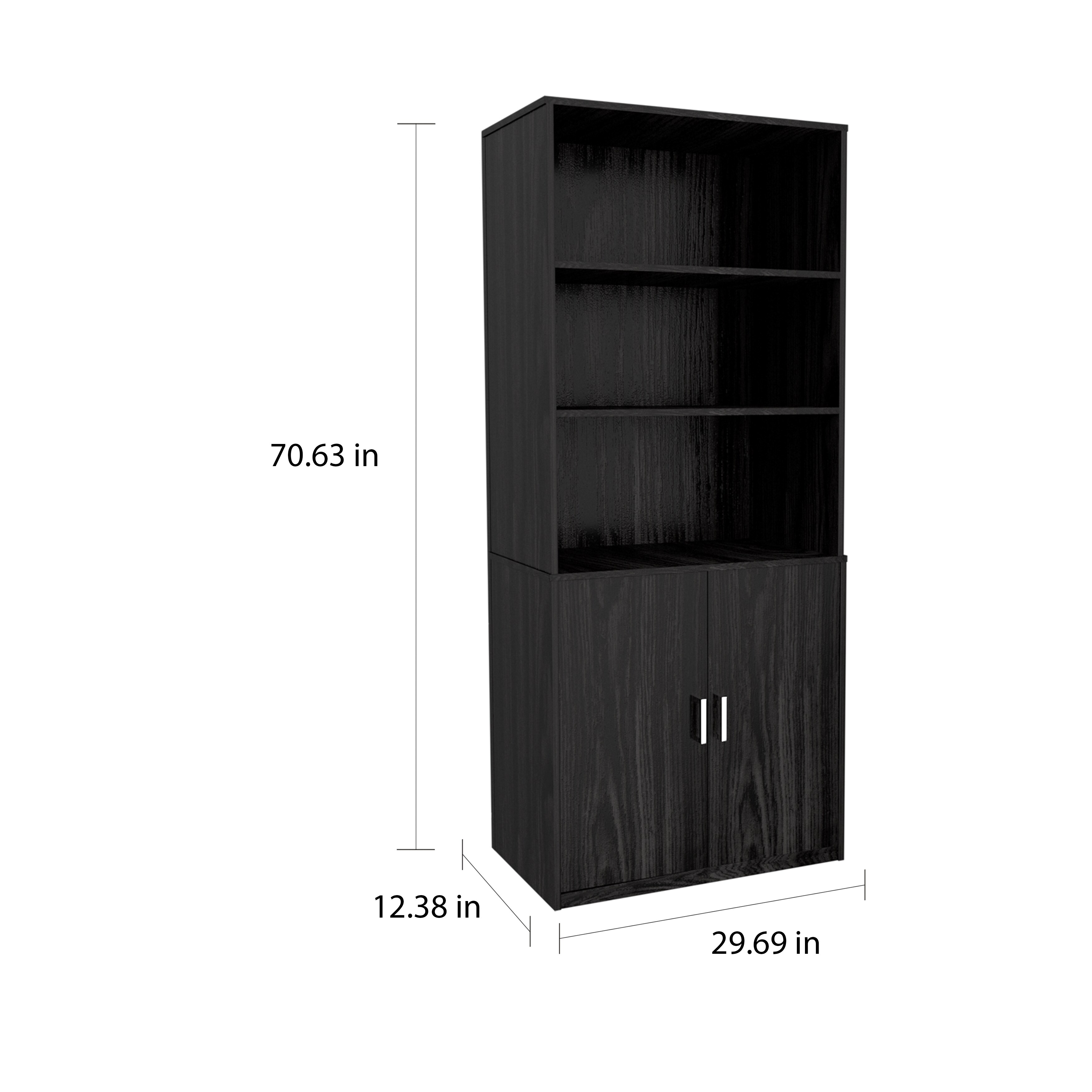 Shop Porch Den Throgs Black Ebony Ash Bookcase With Doors