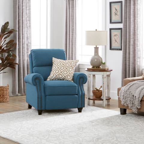Copper Grove Jessie ProLounger Caribbean Blue Linen Push Back Recliner Chair