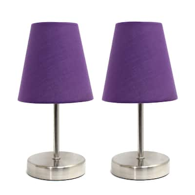 Porch & Den Hogback Sand Nickel Mini Basic Table Lamps (Set of 2)