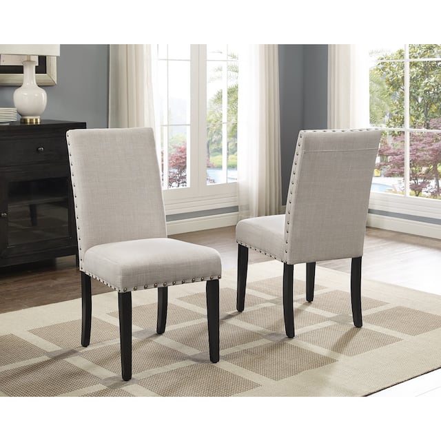 Roundhill Furniture Copper Grove Humboldt Nailhead-trim Fabric Dining Chairs (Set of 2) - Tan