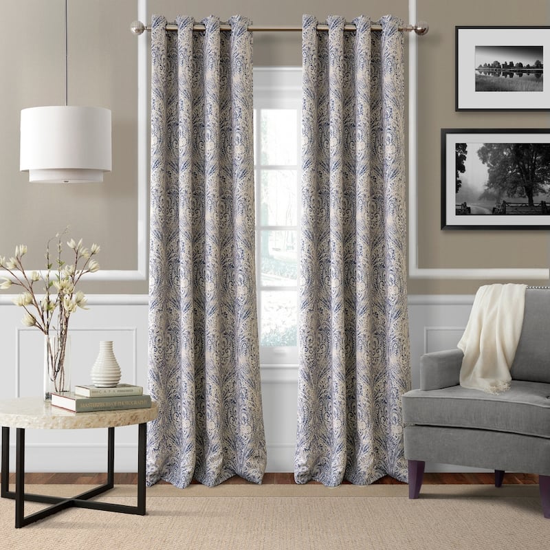 Porch & Den Patrick Room Darkening Grommet Top Curtain Panel - 52" W X 95" L - Blue